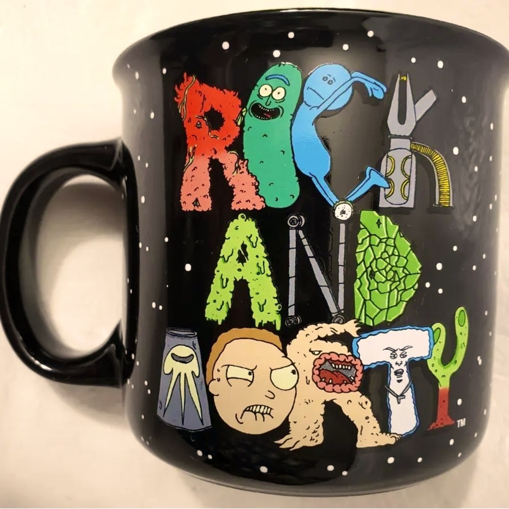 Rick & Morty 20oz coffee mug. Swimpickle Rick Mr. Meesheeks Cartoon Network.
